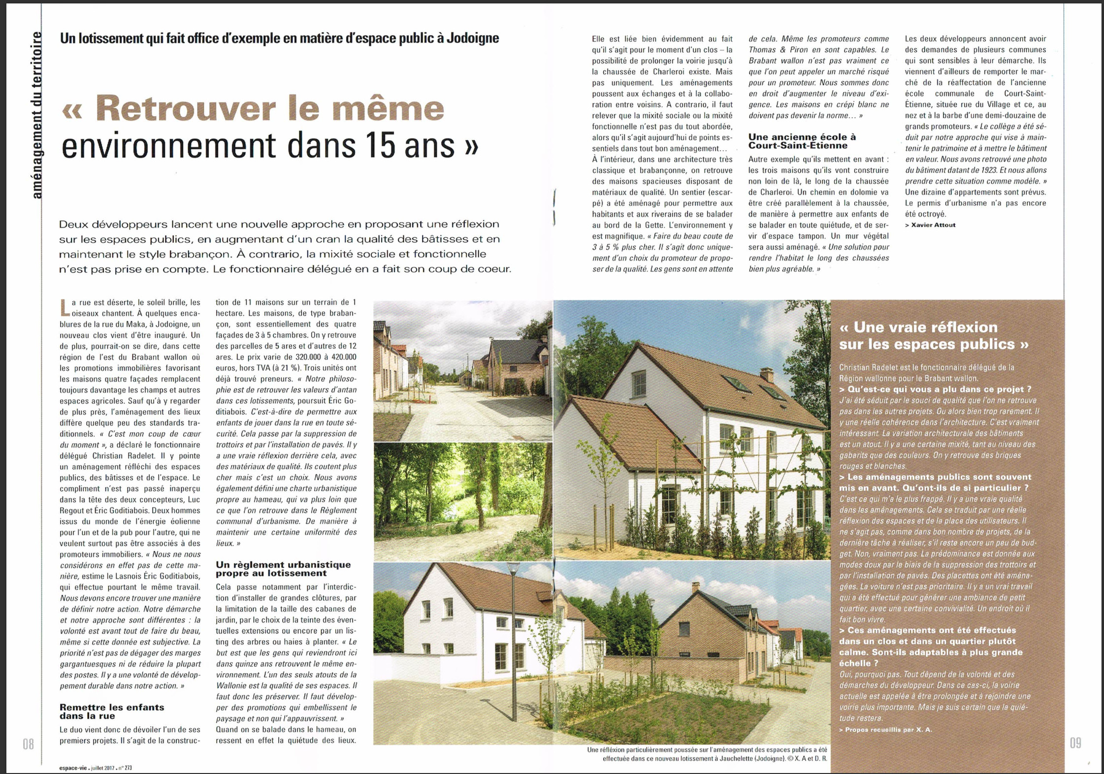 Article de presse : Retrouver le même environnement dans 15 ans