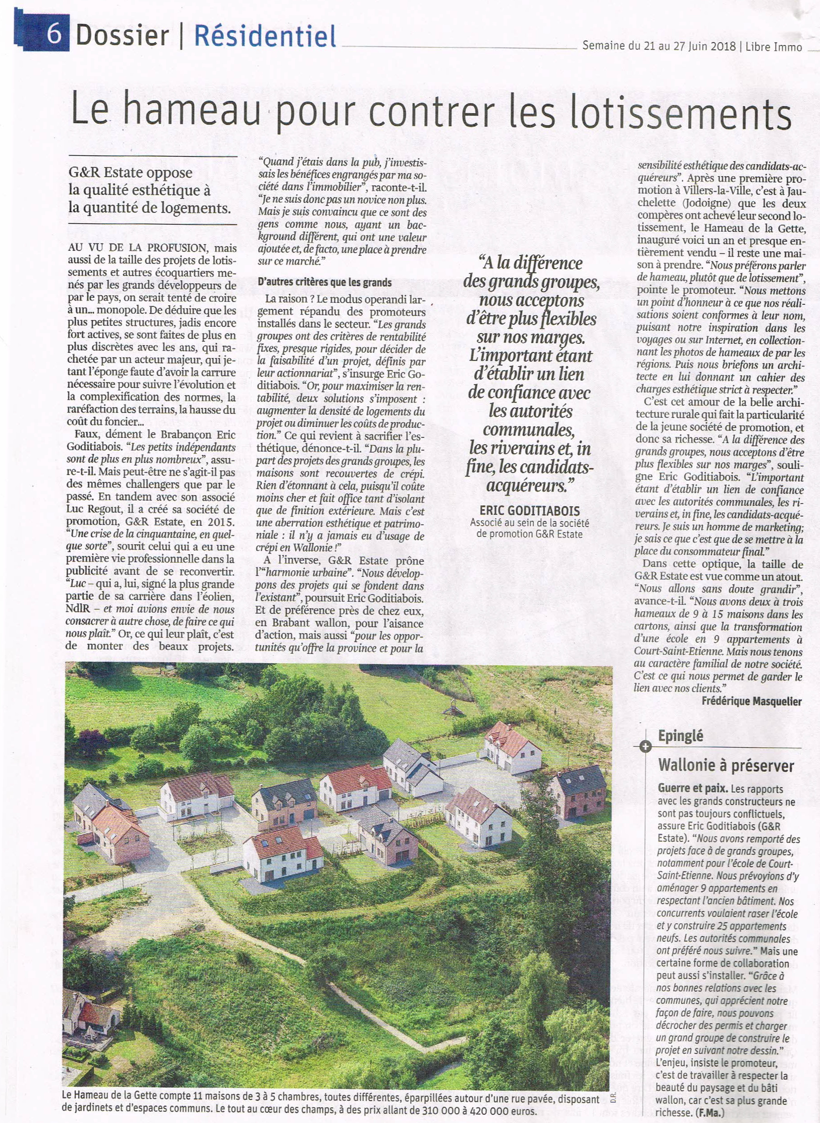 Article de presse : Le hameau pour contrer les lotissements